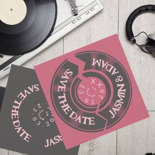 Magenta Pinke Groovy-Schallplatte Hochzeit Save The Date