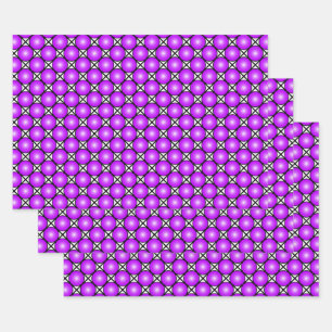 Magenta Pinke Punkte Schwarz Weiß Gittermuster Geschenkpapier Set