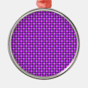 Magenta Pinke Punkte Schwarz Weiß Gittermuster Ornament Aus Metall