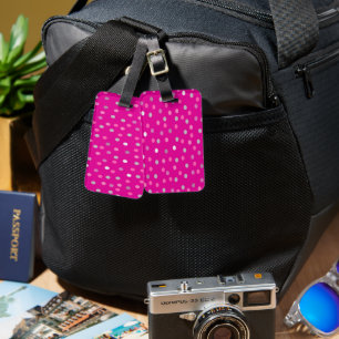 Magenta Polka Dots Gepäckanhänger