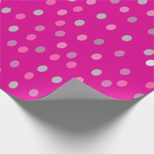 Magenta Polka Dots Geschenkpapier (Ecke)