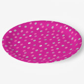 Magenta Polka Dots Pappteller (Schrägansicht)