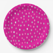 Magenta Polka Dots Pappteller (Vorderseite)