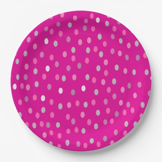 Magenta Polka Dots Pappteller (Vorderseite)