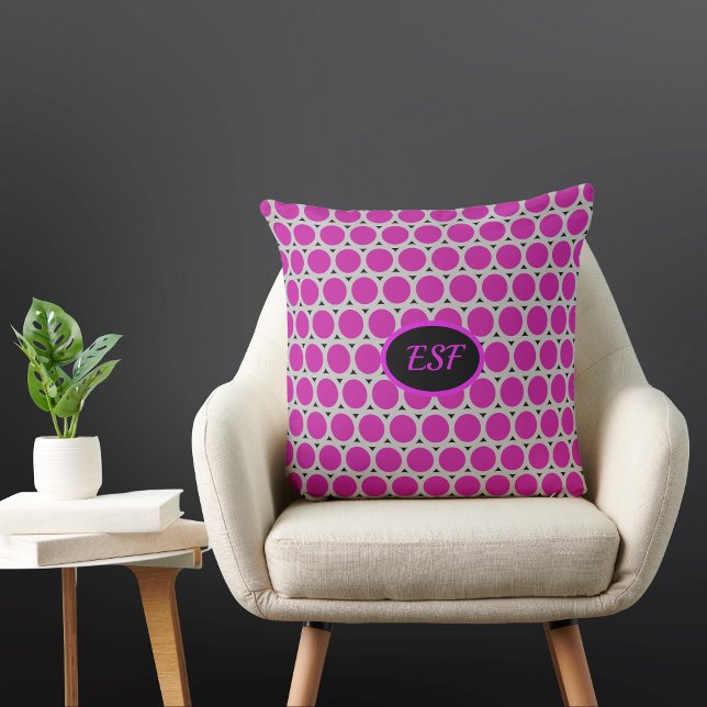 Magenta Pop Art Circles Throw Kissen (Von Creator hochgeladen)