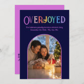 Magenta Pop Xmas Baby Birth Ankündigung Foto (Vorne/Hinten)