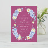 Magenta Prächtige Botanische Hochzeit Einladung (Stehend Vorderseite)