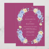 Magenta Prächtige Botanische Hochzeit Einladung (Vorne/Hinten)