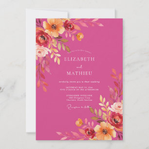 Magenta prächtige Sommerhochzeit Einladung
