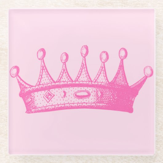 Magenta Princess Crown auf rosa Hintergrund Glasuntersetzer (Vorderseite)