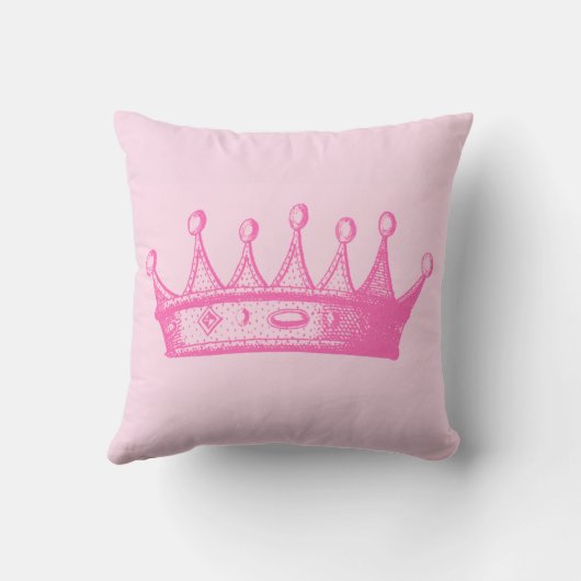 Magenta Princess Crown auf rosa Hintergrund Kissen (Rückseite)