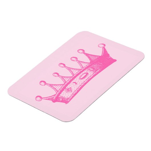 Magenta Princess Crown auf rosa Hintergrund Magnet (Linke Seite)