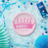 Magenta Princess Crown auf rosa Hintergrund Pappteller (Party)