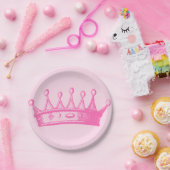 Magenta Princess Crown auf rosa Hintergrund Pappteller (Party)