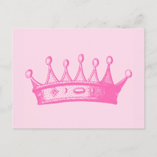 Magenta Princess Crown auf rosa Hintergrund Postkarte (Vorderseite)