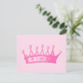 Magenta Princess Crown auf rosa Hintergrund Postkarte (Stehend Vorderseite)