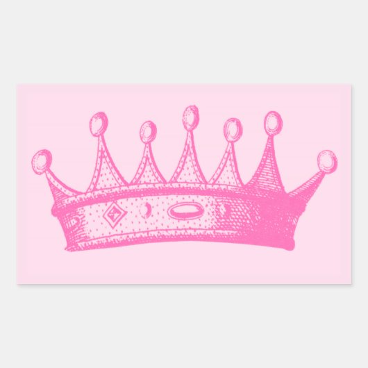 Magenta Princess Crown auf rosa Hintergrund Rechteckiger Aufkleber (Vorderseite)