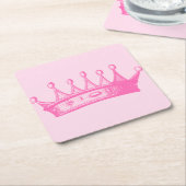 Magenta Princess Crown auf rosa Hintergrund Rechteckiger Pappuntersetzer (angewinkelt)