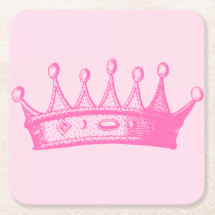 Magenta Princess Crown auf rosa Hintergrund Rechteckiger Pappuntersetzer