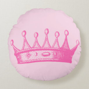 Magenta Princess Crown auf rosa Hintergrund Rundes Kissen