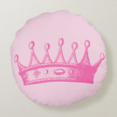 Magenta Princess Crown auf rosa Hintergrund Rundes Kissen (Rückseite)