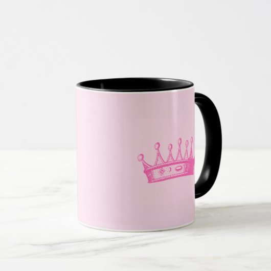 Magenta Princess Crown auf rosa Hintergrund Tasse (VorderseiteRechts)