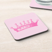 Magenta Princess Crown auf rosa Hintergrund Untersetzer (Linke Seite)