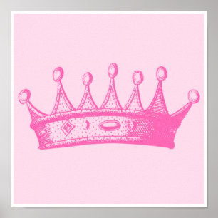 Magenta Princess Crown on Pink Background Poster