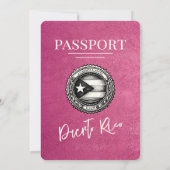 Magenta Puerto Rico Passport Hochzeit Einladung (Rückseite)