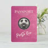 Magenta Puerto Rico Passport Save The Date (Stehend Vorderseite)