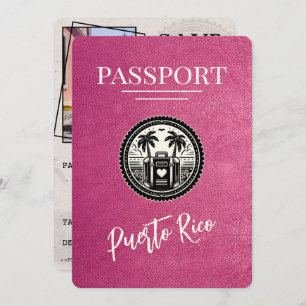 Magenta Puerto Rico Passport Save The Date