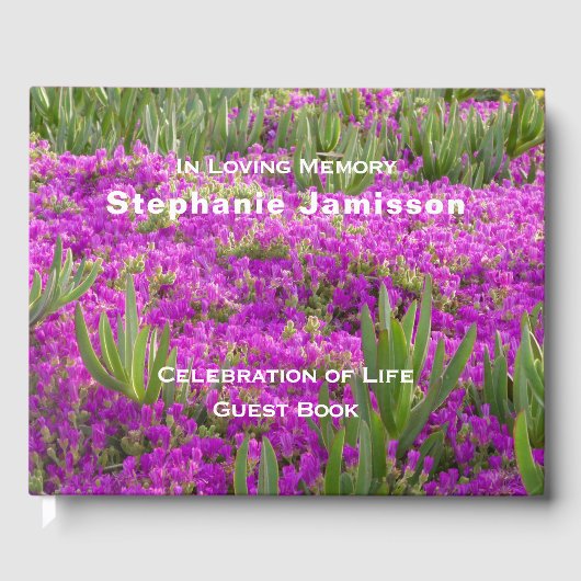 Magenta Purple Blumen, Blumenfeier des Lebens Gästebuch (Vorderseite)