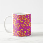 Magenta Purple Blumen Nahtloses Muster Kaffeetasse (Links)