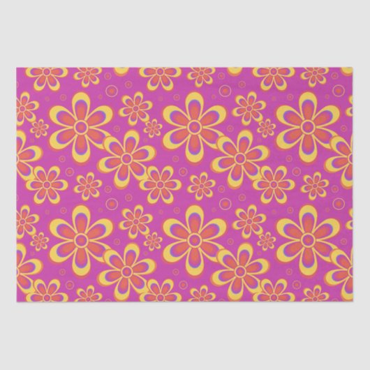 Magenta Purple Blumen Nahtloses Muster Seidenpapier (Vorderseite)