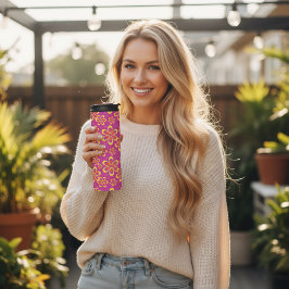 Magenta Purple Blumen Nahtloses Muster Thermosbecher