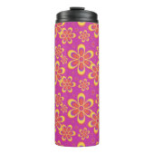 Magenta Purple Blumen Nahtloses Muster Thermosbecher (Vorderseite)