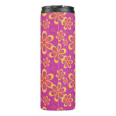 Magenta Purple Blumen Nahtloses Muster Thermosbecher (Rückseite)