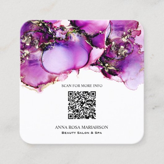 *~* Magenta QR CODE Yummy Gold Gilded AP29 Quadratische Visitenkarte (Vorderseite)