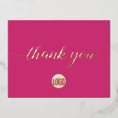 Magenta Real Rose Goldfolie Business Vielen Dank Folie Einladungspostkarte (Vorderseite)