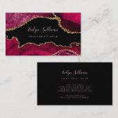 Magenta Red agate auf schwarz Visitenkarte (Vorne/Hinten)
