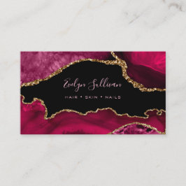 Magenta Red agate auf schwarz Visitenkarte