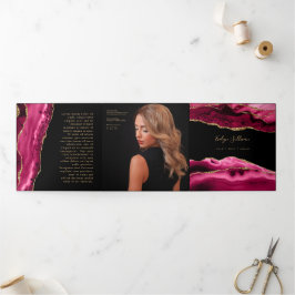 Magenta Red Agate Trifold Broschüre
