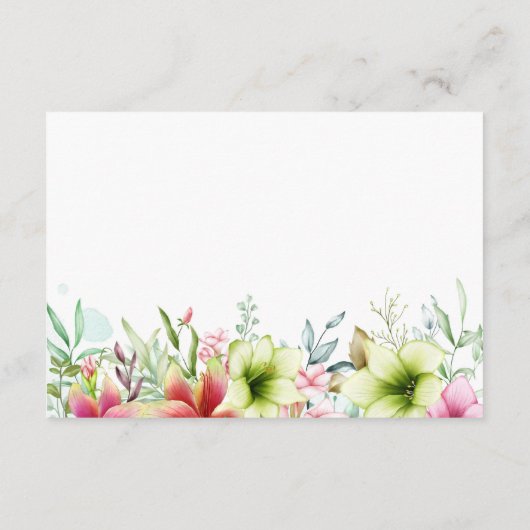 Magenta Red Amaryllis Hochzeitsunterkunft Begleitkarte (Rückseite)