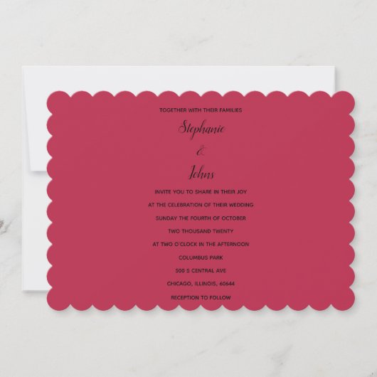 Magenta Red Black Minimal farbenfrohe trendy Weddi Einladung (Vorderseite)