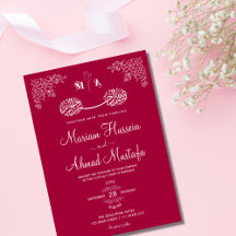 Magenta Red Floral Islamische Nikah Wedding