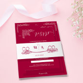 Magenta Red Floral Islamische Nikah Wedding Einladung