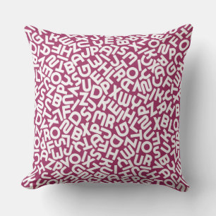 Magenta Red Letter AnimalThrow Kissen