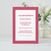 Magenta Red Modern Wedding Unterkunft Details Begleitkarte (Stehend Vorderseite)