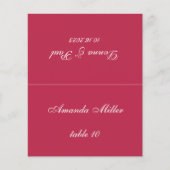 Magenta Red Wedding Platzkarte (Vorderseite)