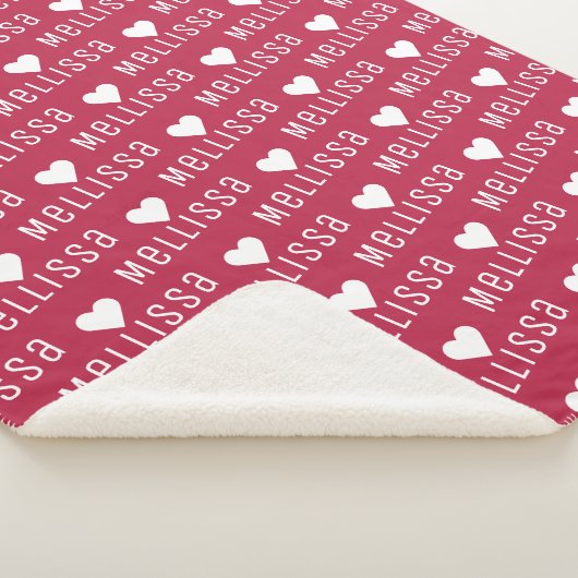 Magenta Repeat Name Monogram Heart Sherpadecke (3/4)